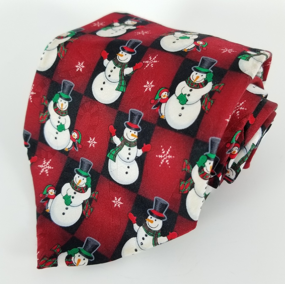 YULE TIE GREETINGS by Hallmark | snowflake snowman silk tie